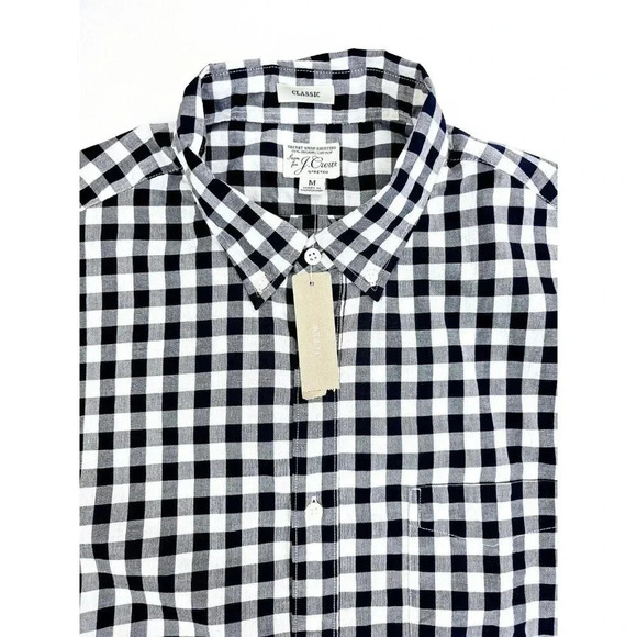 J. Crew Classic Stretch Size Medium Mens Black White Check Button Down Shirt NWT - Picture 5 of 12